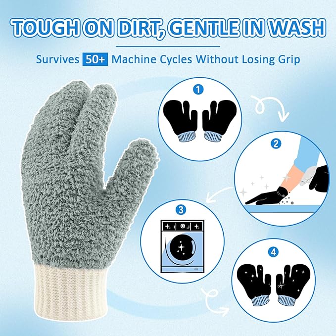 MIG4U Microfiber Dusting Gloves House Reusable Cleaning Glove - Image 3