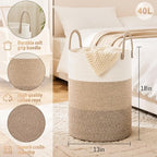 Laundry Basket, Woven Cotton Rope Laundry Hamper, 40L - Image 6
