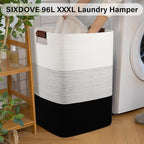 Laundry Hamper 96L Extra Large Laundry Basket, Woven Blanket Basket, Cotton - Image 2