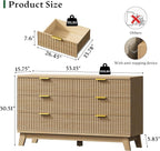 Fluted Dresser with 6 Drawers, Wooden Dresser TV Stand, Wood Closet Clothes - Image 2