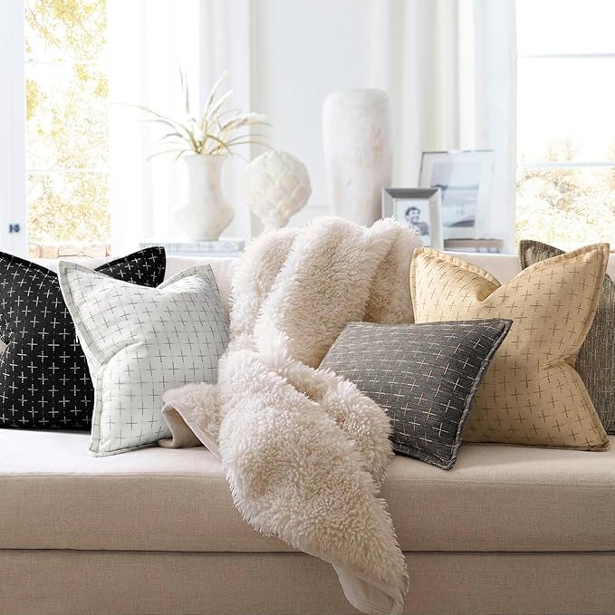 ZWJD Pillow Covers 26x26 Set of 2 Soft Polyester Textured Pillow Covers - Image 6