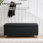 41" Faux Leather Storage Ottoman, Stitch Tufted Rectangle Upholstered End of - Image 6