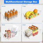 6 Pack Clear Refrigerator Storage Bins, Stackable Plastic Fridge Organizer - Image 2
