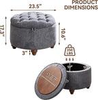24Inch Round Storage Ottoman - Image 2