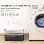 45L Small Laundry Basket with Leather Handles - Image 7