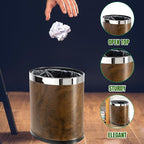 'Invisi-Overlap' Open Top Leatherette Trash Can, Small Office Wastebasket - Image 5