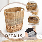 2 Pcs Wicker Trash Can with 50 Small Trash Bag Wicker Waste Woven Basket with - Image 4