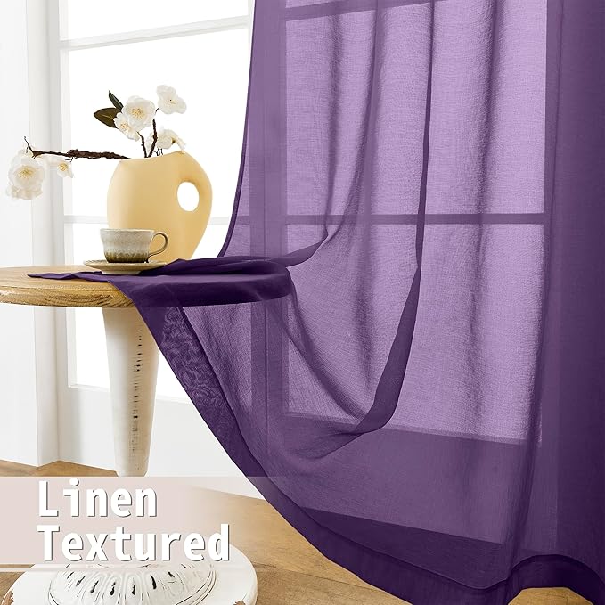 Tollpiz Short Sheer Door Curtains Closet Linen Textured Curtains Sheer Doorway - Image 4