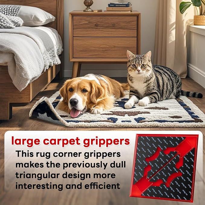 Rug Non Slip Grippers, Reusable Keep Rug Corner Down Tape Pads - Image 5