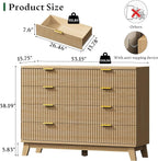Fluted Dresser with 8 Drawers, Wooden Dresser TV Stand, Wood Closet Clothes - Image 2