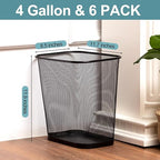 Nuanchu 6 Pcs Mesh Square Trash Cans 4 Gallons Wire Wastebasket - Image 2