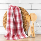 Christmas Kitchen Towels Set of 6 Red/White Checks, Reusable Cotton 20X30 - Image 3