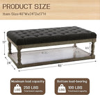 48" Large Ottoman with Storage Coffee Table, Upholstered Tufted Linen Ottoman - Image 2