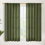 YoungsTex Olive Green Linen Curtains 48 Inch Length by YoungsTex
