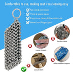 Herda Chain Mail Cast Iron Cleaner Scrubber, 316 Chainmail Pan Scrubber Metal - Image 6