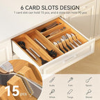 Yofidra Pure Bamboo Silverware Drawer Organizer: 16.9x18.9 Expandable Large - Image 2