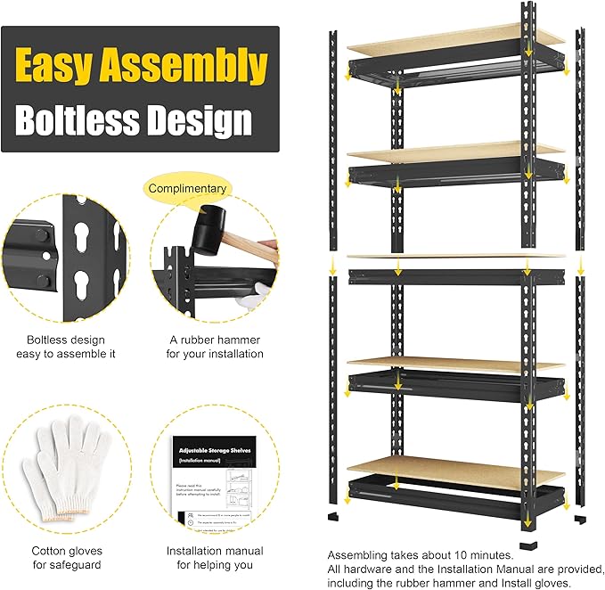 PrimeZone 32" W x 16" D x 63" H Storage Shelves - Image 8