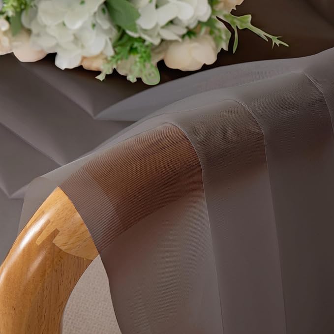 Chyhomenyc Chocolate Brown Sheer Curtains 72 Inch Length 2 Panels, Light - Image 3