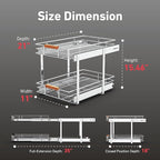 Pull Out Cabinet Organizer, 2 Tier Wire Basket Slide Out Shelf Storage - Image 4
