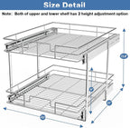 LOVMOR 2 Tier Individual Pull Out Cabinet Organizer 20" W x 21" D, Slide Out - Image 3