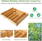 Pipishell Bamboo Silverware Organizer, Expandable Cutlery Tray, Utensil Drawer - Image 4