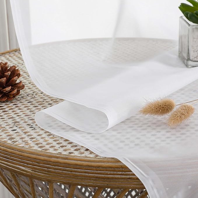 Chyhomenyc Extra Long White Sheer Curtains 144 inch 2 Panels, Translucent - Image 7