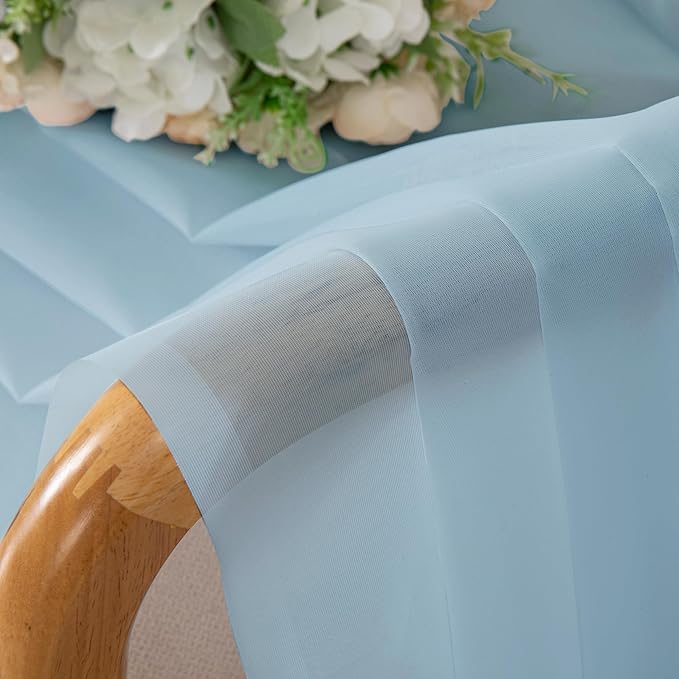 Chyhomenyc Sky Blue Sheer Curtains 30 inch Length 2 Panels, Light Filtering - Image 4