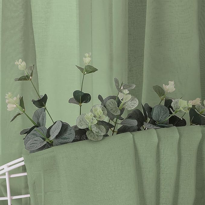 Tollpiz Sheer Curtain Linen Textured Living Room Curtains Sheer Light Filtering - Image 6