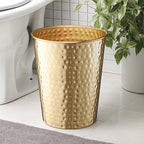 Monarch Abode Brushed Gold Hand Hammered Metal Wastebasket - Image 4