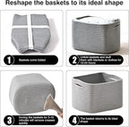 Small Storage Baskets for Shelves Organizing, Woven Cotton Rope Baskets for - Image 7