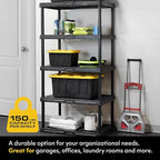 CX 5-Tier Plastic Storage Shelving Unit, Heavy Duty, 150lbs Per Shelf Capacity - Image 3