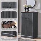 Modern Tilt-Out Trash Can Cabinet, 10 Gallon Fluted Laundry Hamper Cabinet - Image 4