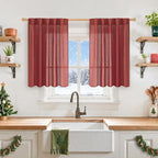 YoungsTex Red Short Linen Curtains 36 Inch Length by YoungsTex