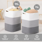 CLHMILY&Z 75L Laundry Basket Rectangular Grey Rope - Image 6
