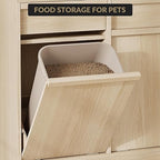 Double Tilt Out Trash Cabinet, Natural Wood Hidden Garbage Can Cabinet - Image 6