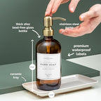 Vine Creations Amber Glass Soap Dispenser, 2 Pack Kitchen Soap Dispenser Set - Image 4