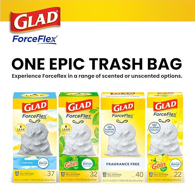 Glad Trash Bags, ForceFlex Tall Kitchen Drawstring Garbage Bags, 13 Gal - Image 9