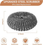 6PCS Steel Wool Scrubber Wire Sponge Set, Barbecue Grill Cleaning Scrubber Pads - Image 2