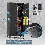 Metal Storage Cabinet with Lock Door, Broom Closet Bathroom Storage Cabinet - Image 2