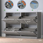 Shoe Cabinet with 4 Flip Drawers, Narrow Hidden Shoe Storage Cabinet, Slim - Image 2