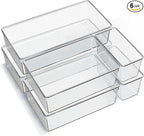 6 Pack Large Clear Plastic Drawer Organizer Trays – Non-Slip Storage Bins by Unknown
