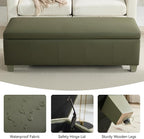 51" Faux Leather Storage Ottoman, Stitch Tufted Rectangle Upholstered End of - Image 4