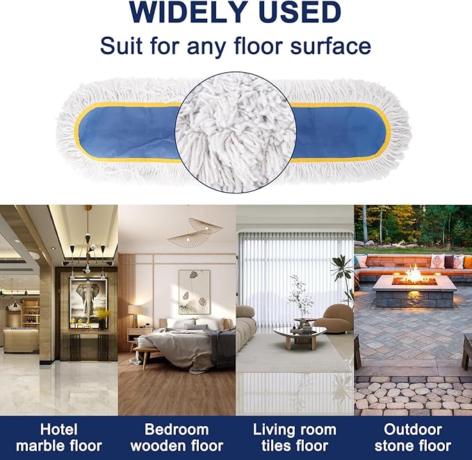 KeFanta 24" Commercial Dust Mop Replacement Heads, Reusable Industrial Dust Mop - Image 5