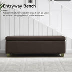 51" Faux Leather Storage Ottoman, Stitch Tufted Rectangle Upholstered End of - Image 6