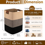Laundry Hamper 96L Extra Large Laundry Basket, Woven Blanket Basket, Cotton - Image 4