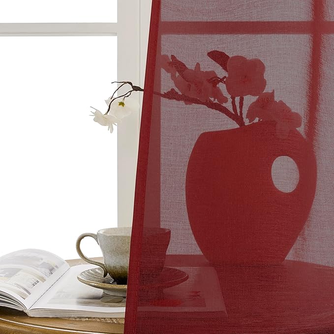 Tollpiz Small Sheer Door Curtain Closet Linen Textured Curtain Sheers Doorway - Image 9