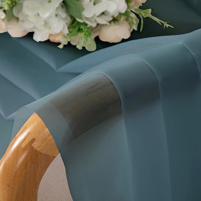 Chyhomenyc Dusty Blue Sheer Curtains 36 inch Length 2 Panels, Light Filtering - Image 3
