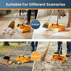 Large Commercial Dustpan with Comb，Long Handle Upright Heavy Duty Dust Pan - Image 6