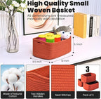 Small Red Woven Baskets for Organizing, Basket for Gifts Empty, Cotton Rope - Image 3