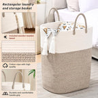 Woven Laundry Basket for Clothes, 80L Large Rectangle Laundry Hampers - Image 3